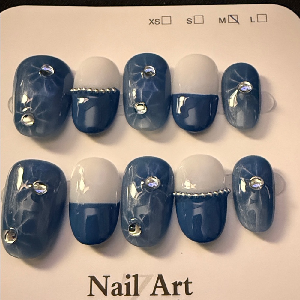 Blue and White Marble Nail Art Set